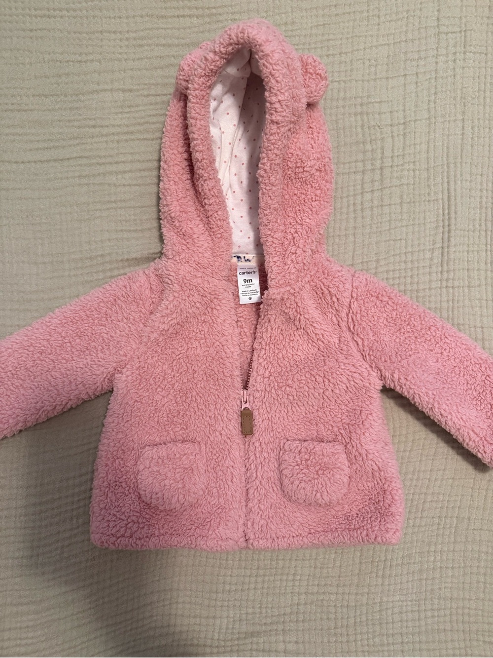 Carter's 9m Plush Pink Sherpa Hooded Jacket